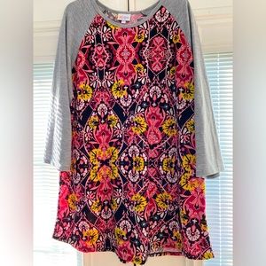 3XL Lularoe Randy Baseball Tee in Pink/Black/Yellow